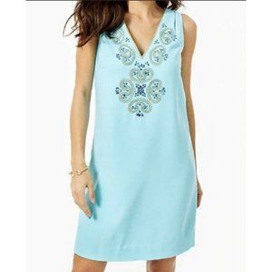 NWT Lilly Pulitzer Penelope Blue Embellished Shift Dress - 00 $258